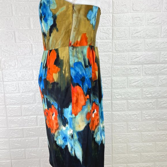 MOULINETTE SOEURS strapless abstract watercolor floral dress - SZ 10 - Picture 10 of 14